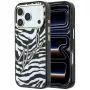 Karl Lagerfeld IML Signature Zebra Glitter MagSafe-hoesje voor iPhone 18 Pro Max / 17 Pro Max - goud