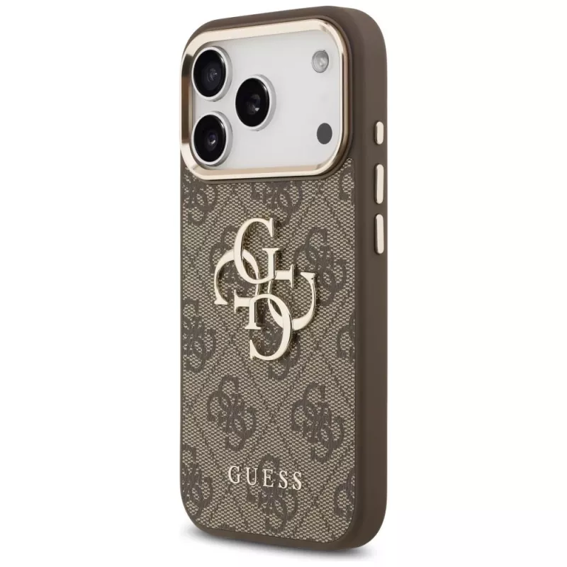 GUESS 4G Big Logo Classic telefoonhoesje voor iPhone 17 Pro Max / 18 Pro Max - bruin & goud