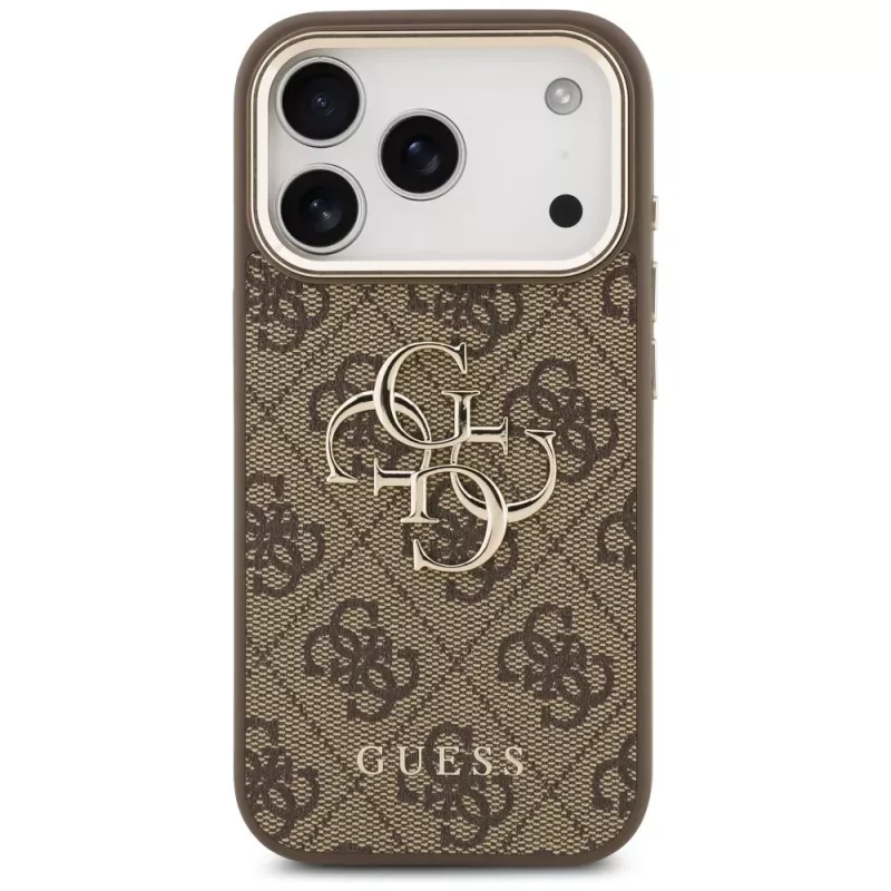 GUESS 4G Big Logo Classic telefoonhoesje voor iPhone 17 Pro Max / 18 Pro Max - bruin & goud