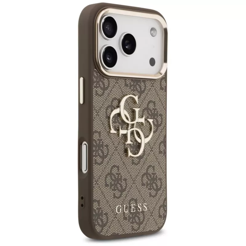 GUESS 4G Big Logo Classic telefoonhoesje voor iPhone 17 Pro Max / 18 Pro Max - bruin & goud