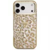 GUESS IML Leopard Glitter Triangle Logo MagSafe-hoesje voor iPhone 18 Pro / 17 Pro, Bruin