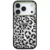 GUESS IML Leopard Glitter Triangle Logo MagSafe-hoesje voor iPhone 18 Pro / 17 Pro - zwart