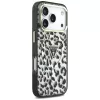 GUESS IML Leopard Glitter Triangle Logo MagSafe-hoesje voor iPhone 18 Pro / 17 Pro - zwart