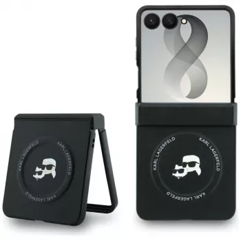 Karl Lagerfeld Karl & Choupette Pins MagSafe-hoesje voor Samsung Galaxy Z Flip8 - zwart
