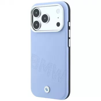 BMW Signature Inclined Deboss Letters MagSafe-hoesje voor iPhone 18 Pro / 17 Pro - blauw
