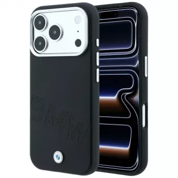 BMW Sign Inclined Deboss Letters MagSafe-hoesje voor iPhone 18 Pro / 17 Pro - zwart