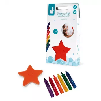 Janod badkleurpotloden set van 6, afwasbaar, 18m+ | J04725