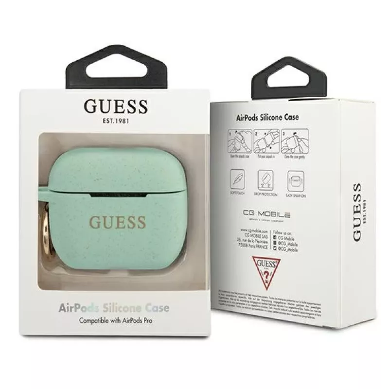 GUESS GUACAPSILGLGN AirPods Pro hoesje groen siliconen glitter