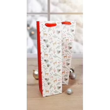 SIGEL GT134 kerstgeschenkzakjes in aquarelontwerp voor flessen, groot, rood/wit, 5-delige set