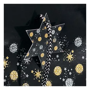 SIGEL GT030 Stardust cadeauzak voor 5 flessen, donkerblauw met metallic accenten, textiel koordhengels, 320 x 100 x 380 mm