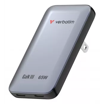Verbatim Slim GaN-opladers 2 poorten 65W (EU/UK/US) grijs