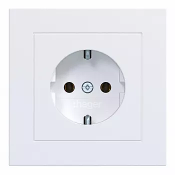 HAGER WAS1120WM SCHUKO-stopcontact met afdekplaat, schroefloze klemmen, A.1, lichtwit mat