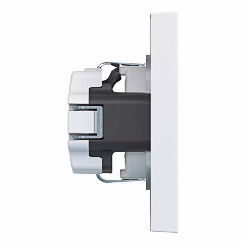 HAGER WAS1120WM SCHUKO-stopcontact met afdekplaat, schroefloze klemmen, A.1, lichtwit mat