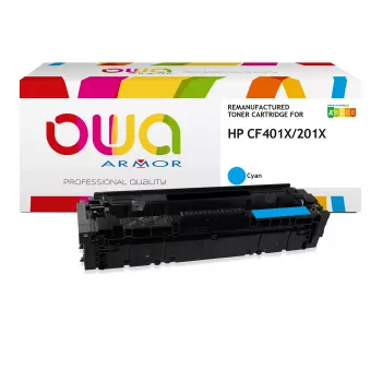 ARMOR OWA geremanufactureerde cyaan tonerpatroon voor HP CF401X (201X) – hoge capaciteit 2.300 pagina's