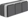 Hager WNC143 opbouw drievoudig SCHUKO-stopcontact met klepdeksels, IP55, grijs