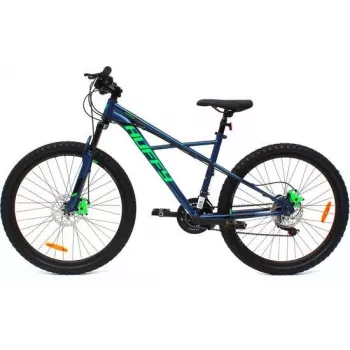 Huffy Korros 26 mountainbike blauw - 18-versnellingen stalen hardtail met voorvering