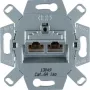 Hager WDF410862 afgeschermde Cat.6A RJ45 data-aansluitmodule, 2-poorts, inbouw, 10G, wit