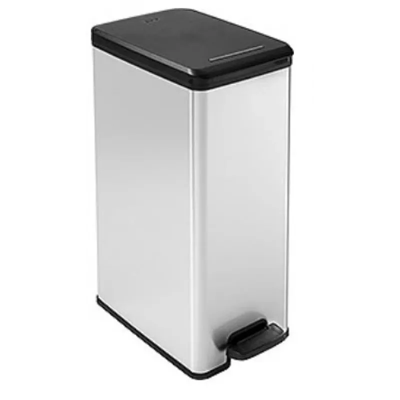 Curver Slim Bin 40L vierkante kunststof bak zwart, zilver