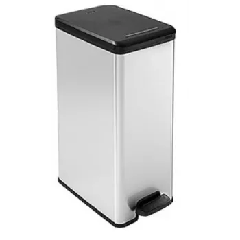 Curver Slim Bin 40L vierkante kunststof bak zwart, zilver