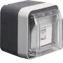 Hager WNC226 opbouw data-aansluiting, afgeschermd, Cat.6 RJ45, 8-polig, IP55, grijs, 1 poort
