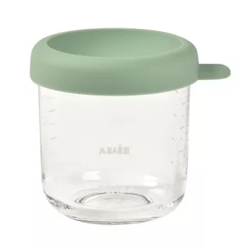 BEABA glazen babyvoedingspot met luchtdicht deksel 250 ml saliegroen