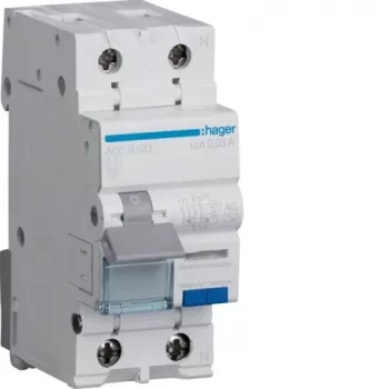 Hager ADC910D RCBO 2P 10A 30mA Type AC aardlekschakelaar met overstroombeveiliging