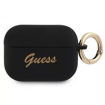GUESS GUAPSSSK AirPods Pro hoesje zwart siliconen Vintage Script