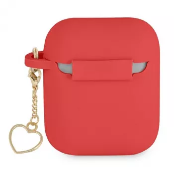 GUESS GUA2LSCHSR AirPods 1/2 hoesje rood siliconen Charm Heart Collection