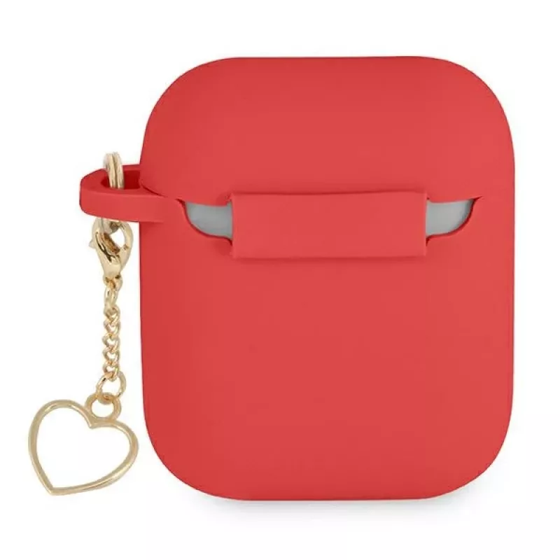 GUESS GUA2LSCHSR AirPods 1/2 hoesje rood siliconen Charm Heart Collection
