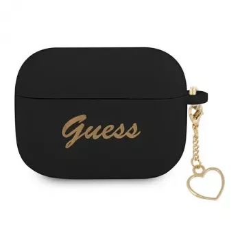 GUESS GUAPLSCHSK AirPods Pro hoesje zwart siliconen Charm Heart Collection
