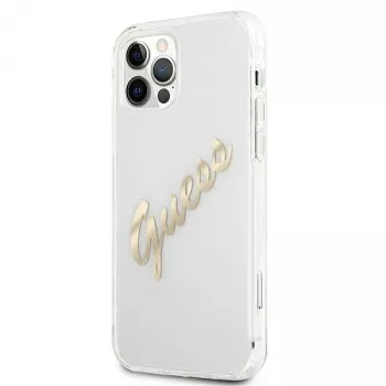 GUESS Vintage Script Gold hardcase voor Apple iPhone 12 Pro Max - transparant