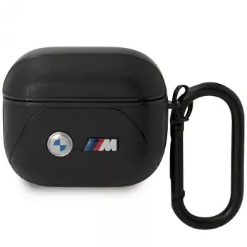 BMW BMA322PVTK AirPods 3e generatie hoesje zwart leer gebogen lijn