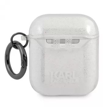 Karl Lagerfeld KLA2UKHGS AirPods 1/2 hoesje zilver glitter Karl's Head