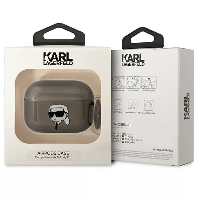 Karl Lagerfeld KLAPHNIKTCK AirPods Pro hoesje zwart Karl Head