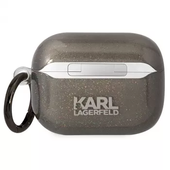 Karl Lagerfeld KLAPHNKCTGK AirPods Pro hoesje glitter Karl & Choupette zwart