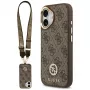 GUESS 4G Strass Logo & Big Strap Metal Buttons MagSafe-hoesje voor iPhone 17 - bruin