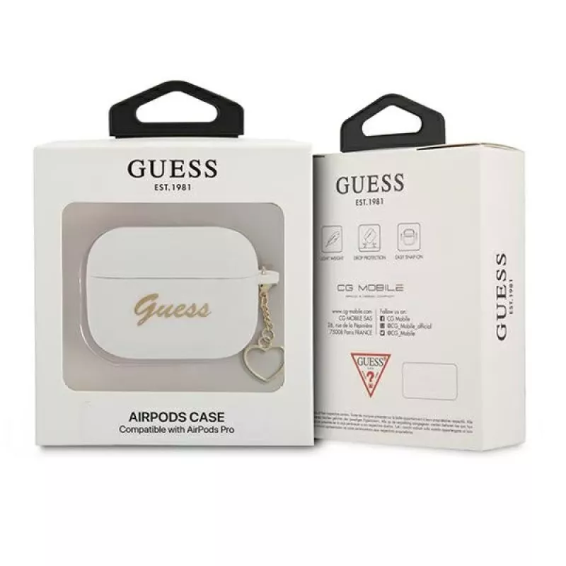 Guess GUAPLSCHSH AirPods Pro-hoesje wit siliconen Charm Heart Collection