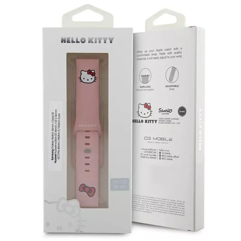 Hello Kitty universele siliconen armband 22 mm roze Kitty-kop ontwerp