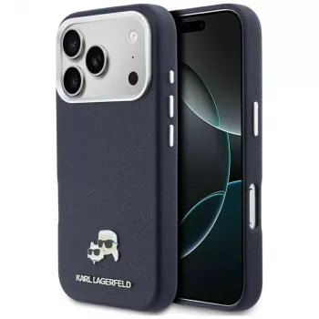 Karl Lagerfeld Karl & Choupette Head Pins Saffiano MagSafe-hoesje voor iPhone 17 Pro - blauw