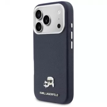 Karl Lagerfeld Karl & Choupette Head Pins Saffiano MagSafe-hoesje voor iPhone 17 Pro - blauw
