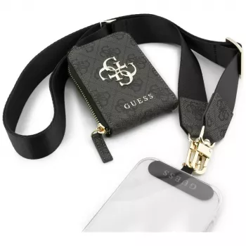 GUESS 4G Metal Logo universele crossbody telefoonriem small purse zwart