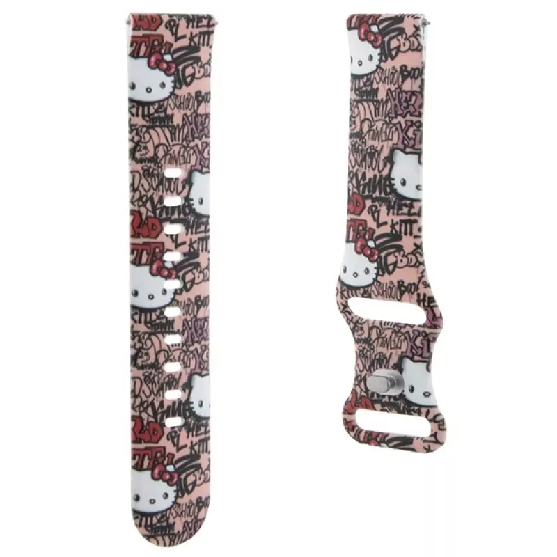 Hello Kitty universele siliconen armband met graffiti-tags patroon, roze, 20 mm