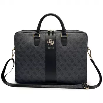 GUESS 4G Round & Classic Logos Stripe 16 inch laptoptas zwart