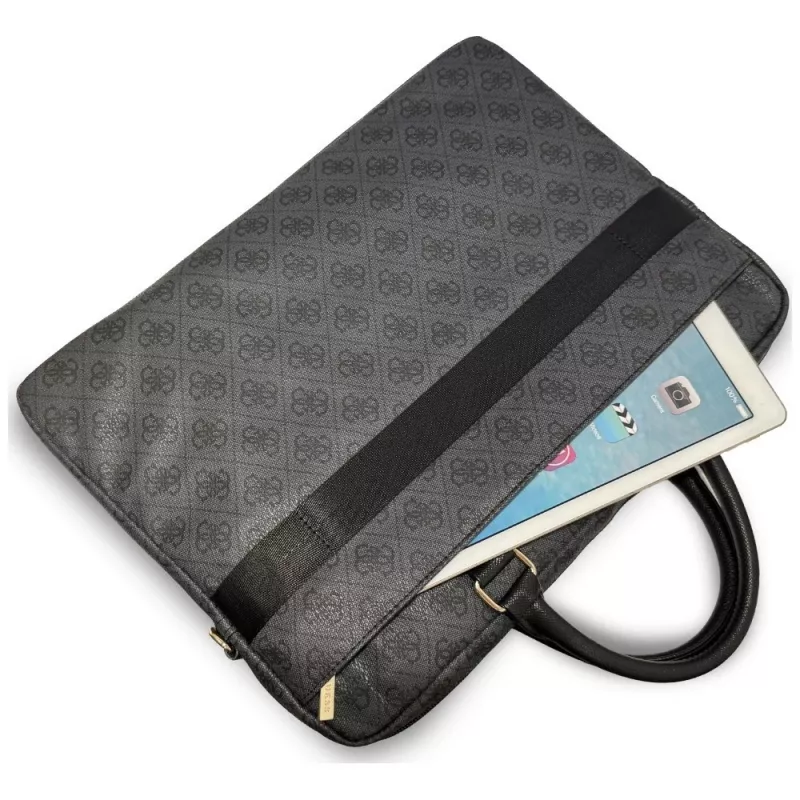 GUESS 4G Round & Classic Logos Stripe 16 inch laptoptas zwart
