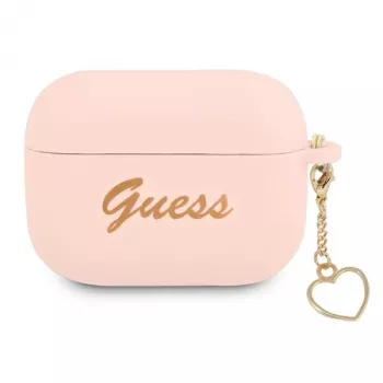 GUESS AirPods Pro-hoesje roze siliconen Charm Heart Collection