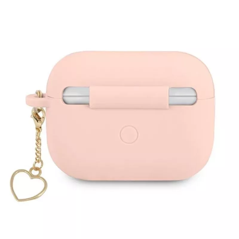 GUESS AirPods Pro-hoesje roze siliconen Charm Heart Collection