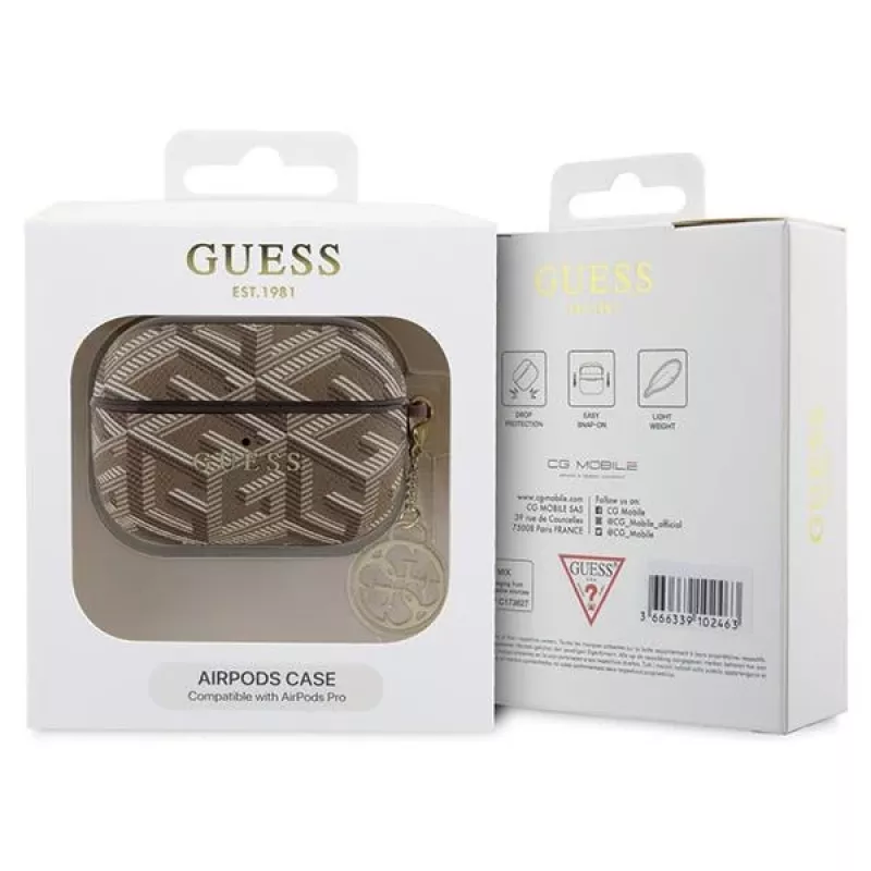 GUESS GUE003033 GCube Charm AirPods Pro hoesje bruin