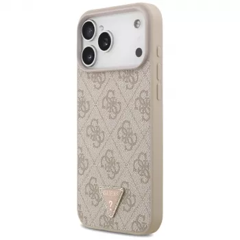 GUESS leren 4G Triangle Strass MagSafe-hoesje voor iPhone 18 Pro Max / 17 Pro Max - roze