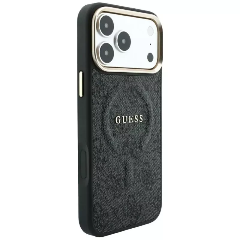 GUESS Embossed 4G Classic MagSafe-hoesje voor iPhone 17 Pro Max / 18 Pro Max - zwart