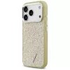 GUESS Glitter Triangle Logo MagSafe-hoesje voor iPhone 17 Pro - goud